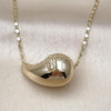 Oro Laminado Fancy Necklace, Gold Filled Style Teardrop and Guadalupe Design, Polished, Golden Finish, 04.253.0024.18