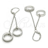 Sterling Silver Long Earring, Love Design, with White Cubic Zirconia, Polished, Rhodium Finish, 02.186.0166.1