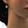 Rhodium Plated Dangle Earring, Heart Design, with Light Silk Swarovski Crystals, Polished, Rhodium Finish, 02.239.0003.9