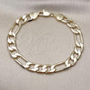 Oro Laminado Basic Bracelet, Gold Filled Style Figaro Design, Polished, Golden Finish, 03.213.0095.08