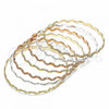 Gold Plated Semanario Bangle, Diamond Cutting Finish, Tricolor, 03.08.0137.05 (04 MM Thickness, Size 5 - 2.50 Diameter)