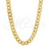 Oro Laminado Basic Necklace, Gold Filled Style Miami Cuban Design, Polished, Golden Finish, 5.223.012.28