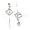 Sterling Silver Long Earring, with White Micro Pave, Polished, Rhodium Finish, 02.186.0086