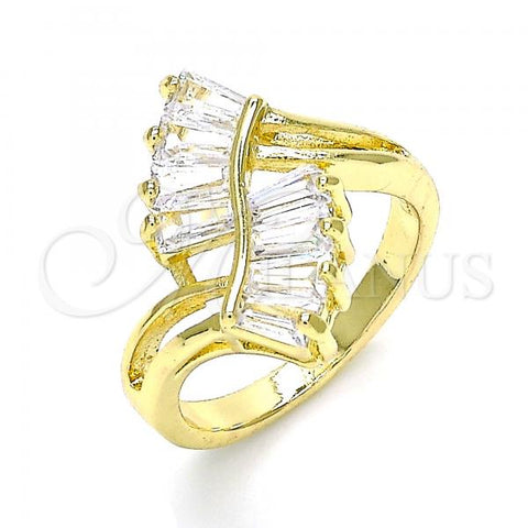 Oro Laminado Multi Stone Ring, Gold Filled Style with White Cubic Zirconia, Polished, Golden Finish, 01.283.0016.09 (Size 9)