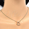 Oro Laminado Pendant Necklace, Gold Filled Style Heart Design, with White Micro Pave, Polished, Golden Finish, 04.156.0131.20