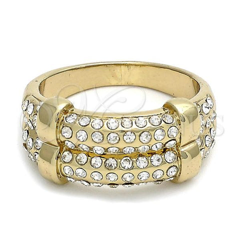 Oro Laminado Multi Stone Ring, Gold Filled Style with White Crystal, Polished, Golden Finish, 01.59.0017.08 (Size 8)