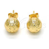 Oro Laminado Stud Earring, Gold Filled Style Diamond Cutting Finish, Golden Finish, 02.100.0061