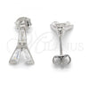 Sterling Silver Stud Earring, Eiffel Tower Design, with White Cubic Zirconia, Polished, Rhodium Finish, 02.186.0115