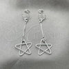 Sterling Silver Long Earring, Star Design, Polished, Silver Finish, 02.397.0036