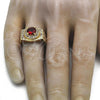 Oro Laminado Mens Ring, Gold Filled Style with Garnet and White Cubic Zirconia, Polished, Golden Finish, 01.266.0001.11 (Size 11)