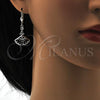 Rhodium Plated Long Earring, with Black Cubic Zirconia and White Micro Pave, Polished, Rhodium Finish, 02.236.0012.6