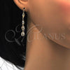 Oro Laminado Long Earring, Gold Filled Style with White Cubic Zirconia, Polished, Golden Finish, 02.284.0009