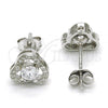 Sterling Silver Stud Earring, with White Cubic Zirconia, Polished, Rhodium Finish, 02.285.0091