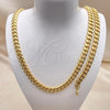 Stainless Steel Necklace and Bracelet, Miami Cuban Design, Polished, Golden Finish, 06.116.0031.1
