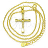 Sterling Silver Pendant Necklace, Cross Design, with White Cubic Zirconia, Polished, Golden Finish, 04.336.0118.2.18