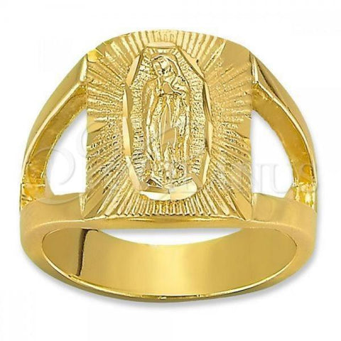 Oro Laminado Mens Ring, Gold Filled Style Virgen Maria Design, Polished, Golden Finish, 5.178.009.10 (Size 10)