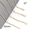 Oro Laminado Basic Necklace, Gold Filled Style Box Design, Polished, Golden Finish, 5.222.039.22