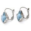 Rhodium Plated Leverback Earring, Butterfly Design, with Aquamarine Swarovski Crystals, Polished, Rhodium Finish, 02.239.0011.2