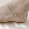 Oro Laminado Basic Anklet, Gold Filled Style Miami Cuban Design, Polished, Golden Finish, 04.63.1413.10