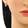 Oro Laminado Stud Earring, Gold Filled Style Ice Cream Design, with White Micro Pave, Polished, Golden Finish, 02.310.0107