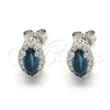 Sterling Silver Stud Earring, with White and Blue Topaz Cubic Zirconia, Polished, Rhodium Finish, 02.186.0024