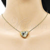 Oro Laminado Pendant Necklace, Gold Filled Style Heart and Hollow Design, Polished, Golden Finish, 04.213.0310.18