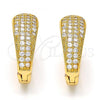 Oro Laminado Huggie Hoop, Gold Filled Style with White Micro Pave, Polished, Golden Finish, 02.217.0036.15