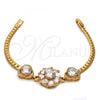 Oro Laminado Fancy Bracelet, Gold Filled Style Flower Design, with White Cubic Zirconia, Polished, Golden Finish, 26.01