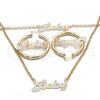 Oro Laminado Necklace, Bracelet and Earring, Gold Filled Style Polished, Tricolor, 06.63.0247.1