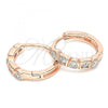 Sterling Silver Huggie Hoop, with White Cubic Zirconia, Polished, Rose Gold Finish, 02.332.0075.1.15