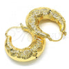 Oro Laminado Medium Hoop, Gold Filled Style Spiral and Hollow Design, Diamond Cutting Finish, Golden Finish, 02.170.0225.35