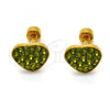 Stainless Steel Stud Earring, Heart Design, with Dark Peridot Crystal, Polished, Golden Finish, 02.271.0022.11