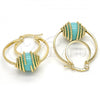 Oro Laminado Small Hoop, Gold Filled Style Ball Design, with Aqua Blue Pearl, Diamond Cutting Finish, Golden Finish, 02.65.2504.1.25