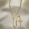 Oro Laminado Thin Rosary, Gold Filled Style Guadalupe and Crucifix Design, Polished, Golden Finish, 09.213.0031.24