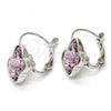 Rhodium Plated Leverback Earring, Butterfly Design, with Antique Pink Swarovski Crystals, Polished, Rhodium Finish, 02.239.0011.3