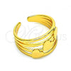 Oro Laminado Multi Stone Ring, Gold Filled Style Heart Design, Polished, Golden Finish, 01.310.0027