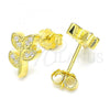 Sterling Silver Stud Earring, Leaf Design, with White Cubic Zirconia, Polished, Golden Finish, 02.336.0153.2