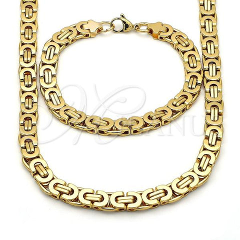 Stainless Steel Necklace and Bracelet, Polished, Golden Finish, 06.116.0057