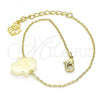 Oro Laminado Fancy Bracelet, Gold Filled Style Hand of God Design, with White Opal, Polished, Golden Finish, 03.99.0001.1.07