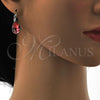 Rhodium Plated Leverback Earring, Teardrop Design, with Rose Peach Swarovski Crystals, Polished, Rhodium Finish, 02.239.0014.2