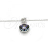 Rhodium Plated Pendant Necklace, Heart Design, with Paradise Shine and Aurore Boreale Swarovski Crystals, Polished, Rhodium Finish, 04.239.0044.10.18