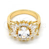 Oro Laminado Multi Stone Ring, Gold Filled Style with White Cubic Zirconia, Polished, Golden Finish, 01.210.0058.09 (Size 9)
