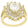 Oro Laminado Multi Stone Ring, Gold Filled Style Heart Design, with White Cubic Zirconia, Polished, Golden Finish, 5.055.006.08 (Size 8)