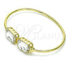 Oro Laminado Individual Bangle, Gold Filled Style with White Crystal, Polished, Golden Finish, 07.380.0004