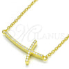 Sterling Silver Pendant Necklace, Cross Design, with White Cubic Zirconia, Polished, Golden Finish, 04.336.0090.2.16