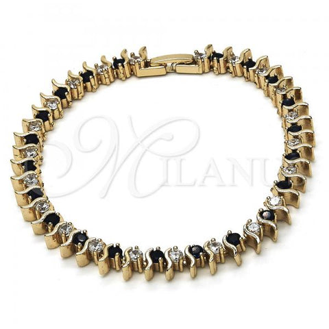 Oro Laminado Tennis Bracelet, Gold Filled Style with Sapphire Blue and White Cubic Zirconia, Polished, Golden Finish, 03.217.0002.7.08