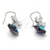 Rhodium Plated Dangle Earring, Heart and Flower Design, with Light Yellow Swarovski Crystals and White Micro Pave, Polished, Rhodium Finish, 02.63.2579