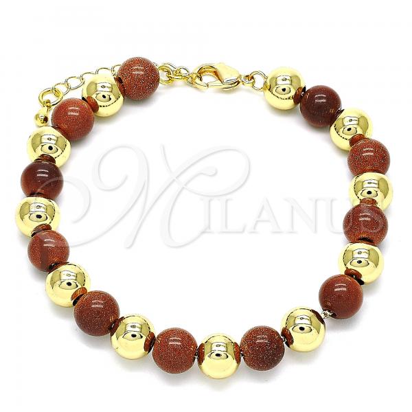 Oro Laminado Fancy Bracelet, Gold Filled Style Ball Design, Polished, Golden Finish, 03.63.2225.3.08