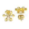 Oro Laminado Stud Earring, Gold Filled Style with White Cubic Zirconia, Polished, Golden Finish, 02.166.0004
