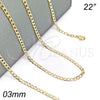 Oro Laminado Basic Necklace, Gold Filled Style Curb Design, Polished, Golden Finish, 04.213.0086.22